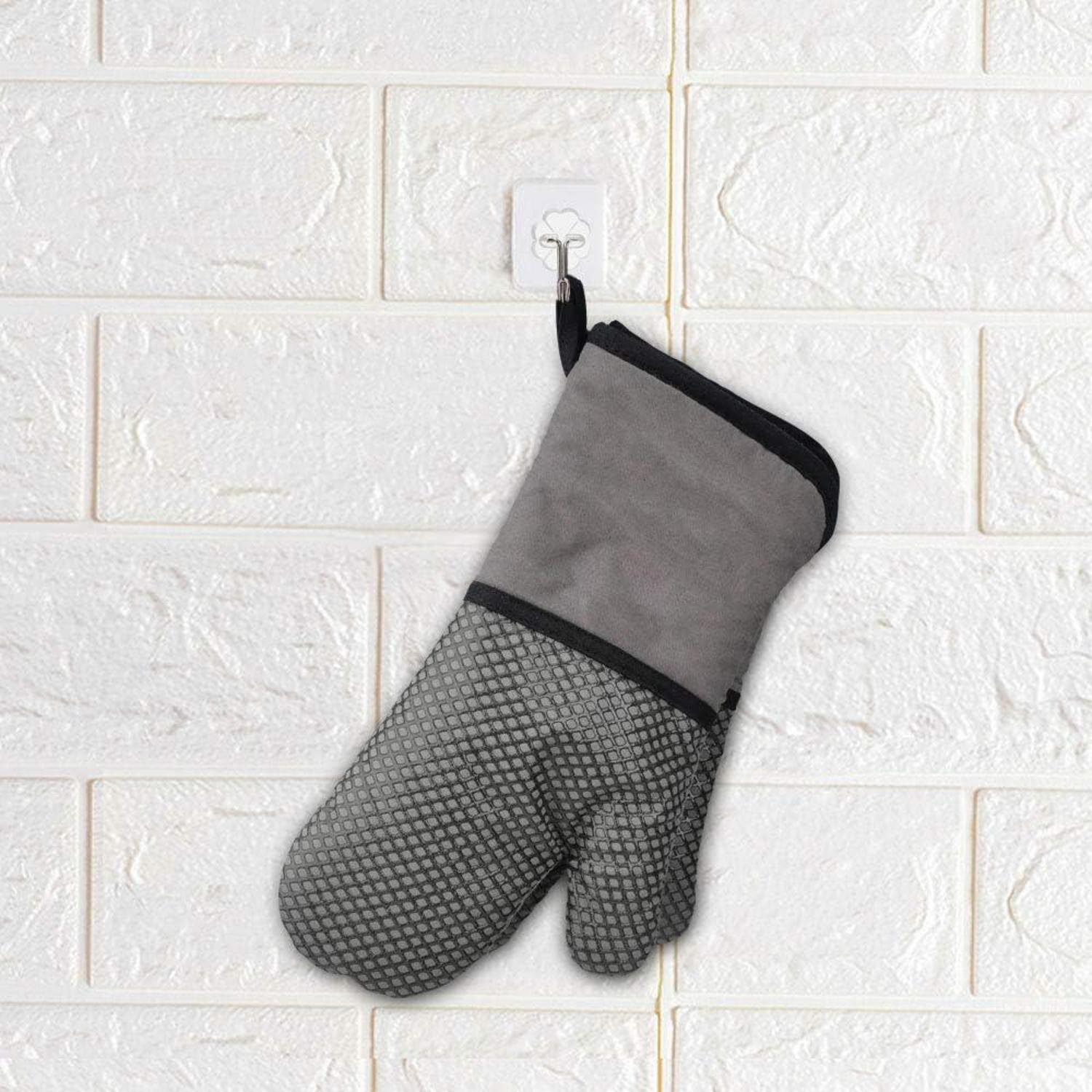 Ofenhandschuh Hitzebeständig Silikon Beschichtet Lang Grau
