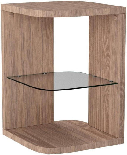 Beistelltisch Rund Holz Klein Modern Nachttisch Glas 40x60 cm Hellbraun