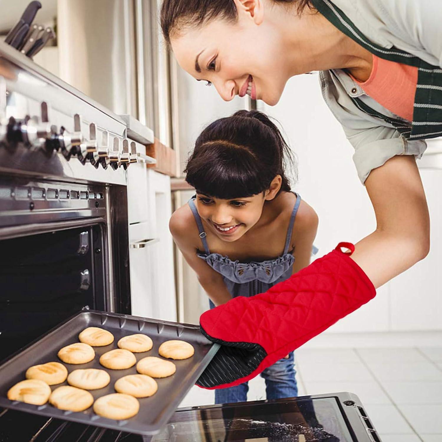 Hitzebeständige Ofenhandschuhe Set für BBQ Grillen Backen