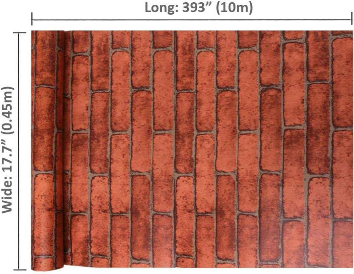 Lebendige Rote Ziegelstein Tapete - selbstklebend 0,45 x 10 m