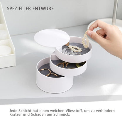 Schmuckaufbewahrung Organizer 4 Ebenen Drehbar Weiß 10cm-Rund Halskette Ring