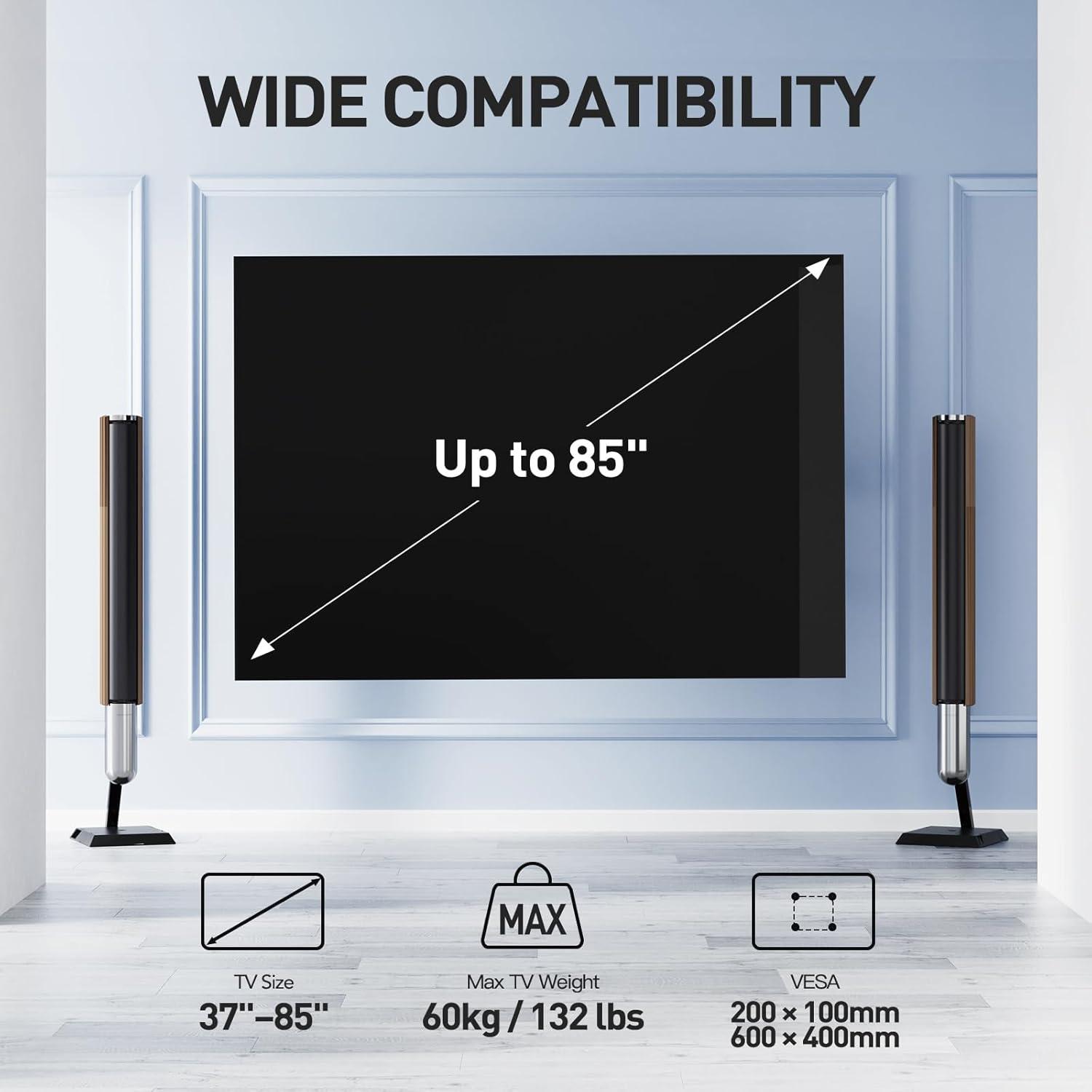 TV Wandhalterung 37-85 Zoll bis 60kg Schwenkbar Neigbar VESA 600x400mm