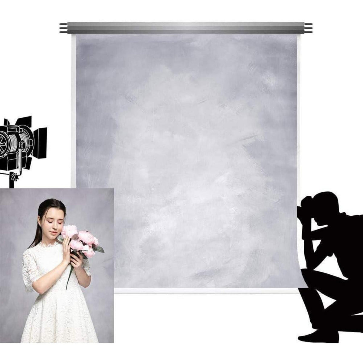 Fotohintergrund Grau Abstrakt Mikrofaser 2x3m