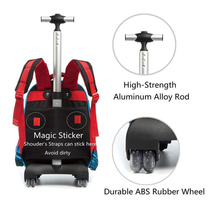 Mädchen Rollrucksack mit Rädern & Koffer Set – Rotes Auto