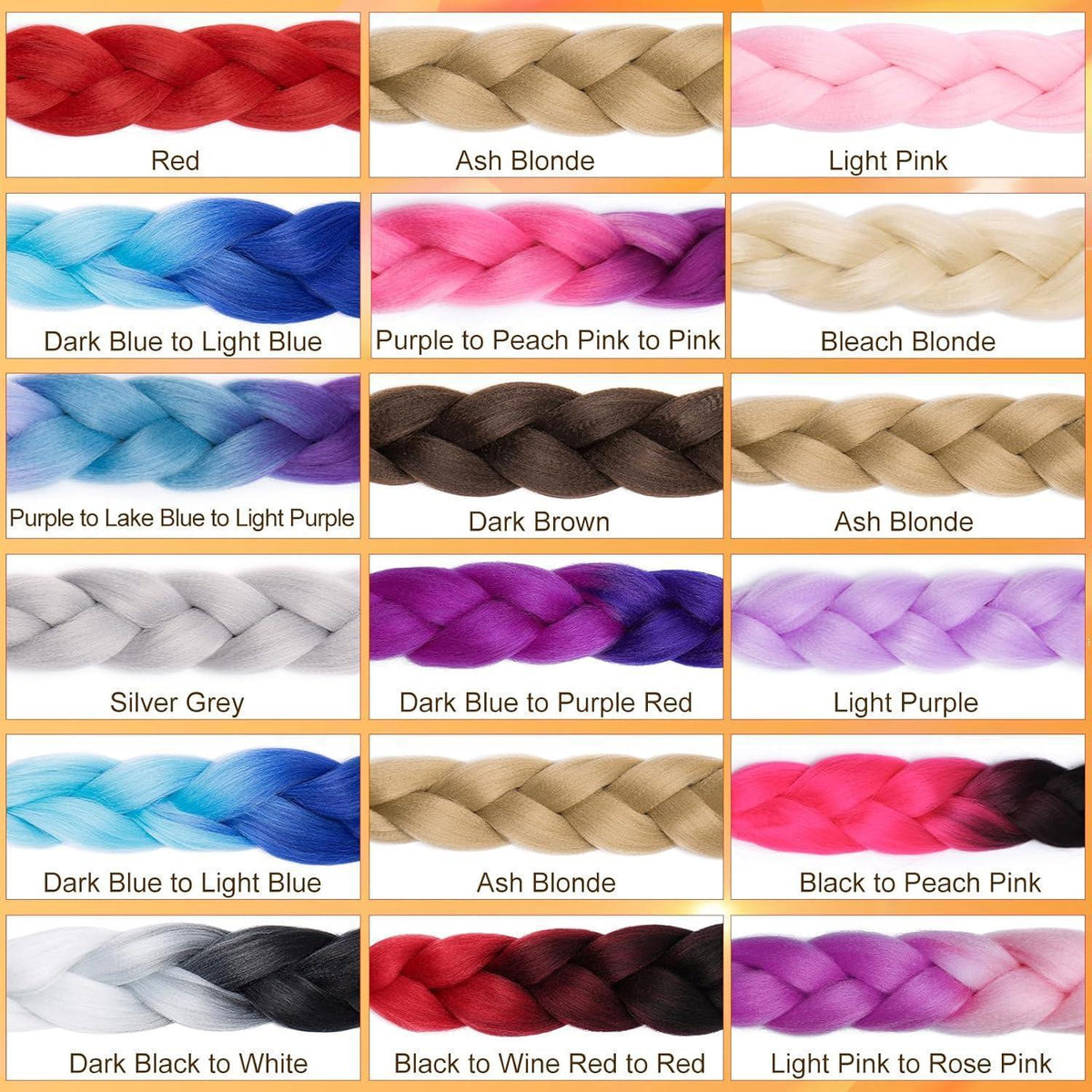 Ombre Flechtzöpfe 60cm Lila-Rosa Haarverlängerung