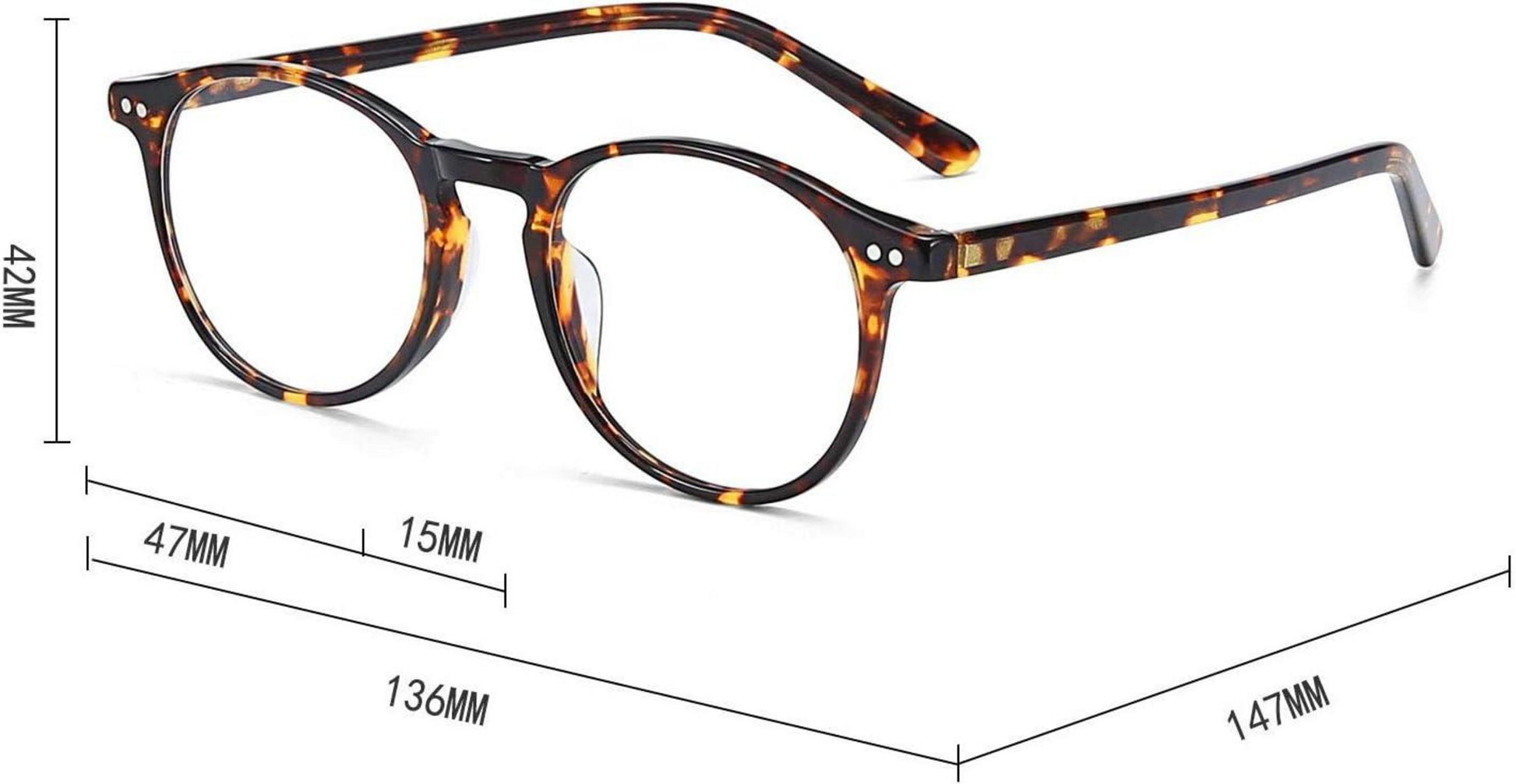 Vintage Nerdbrille Rund Retro Klare Linse Unisex Brillenrahmen