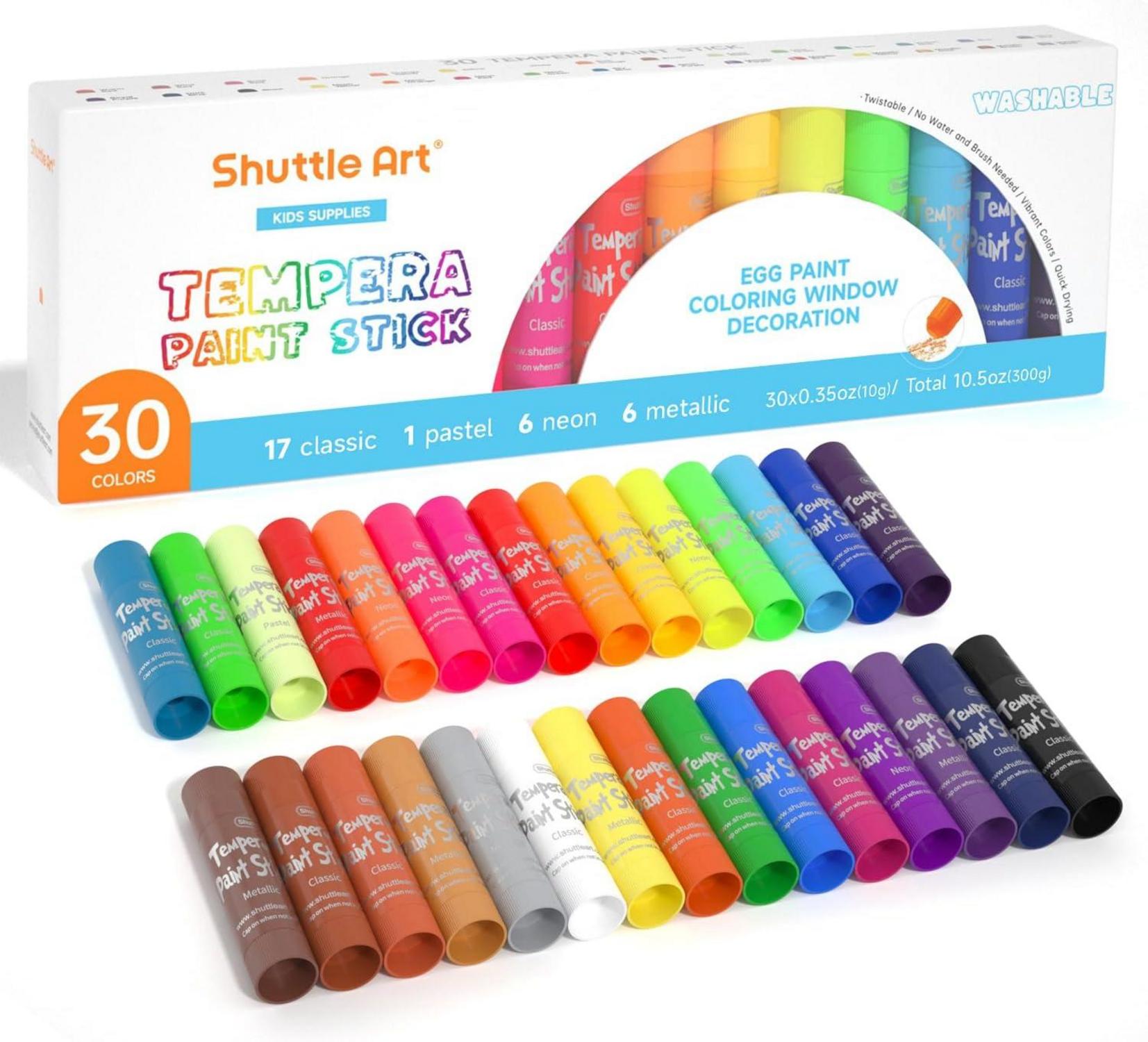Tempera Paint Sticks - 30 bunte feste Farben für Kinder, Malstifte für