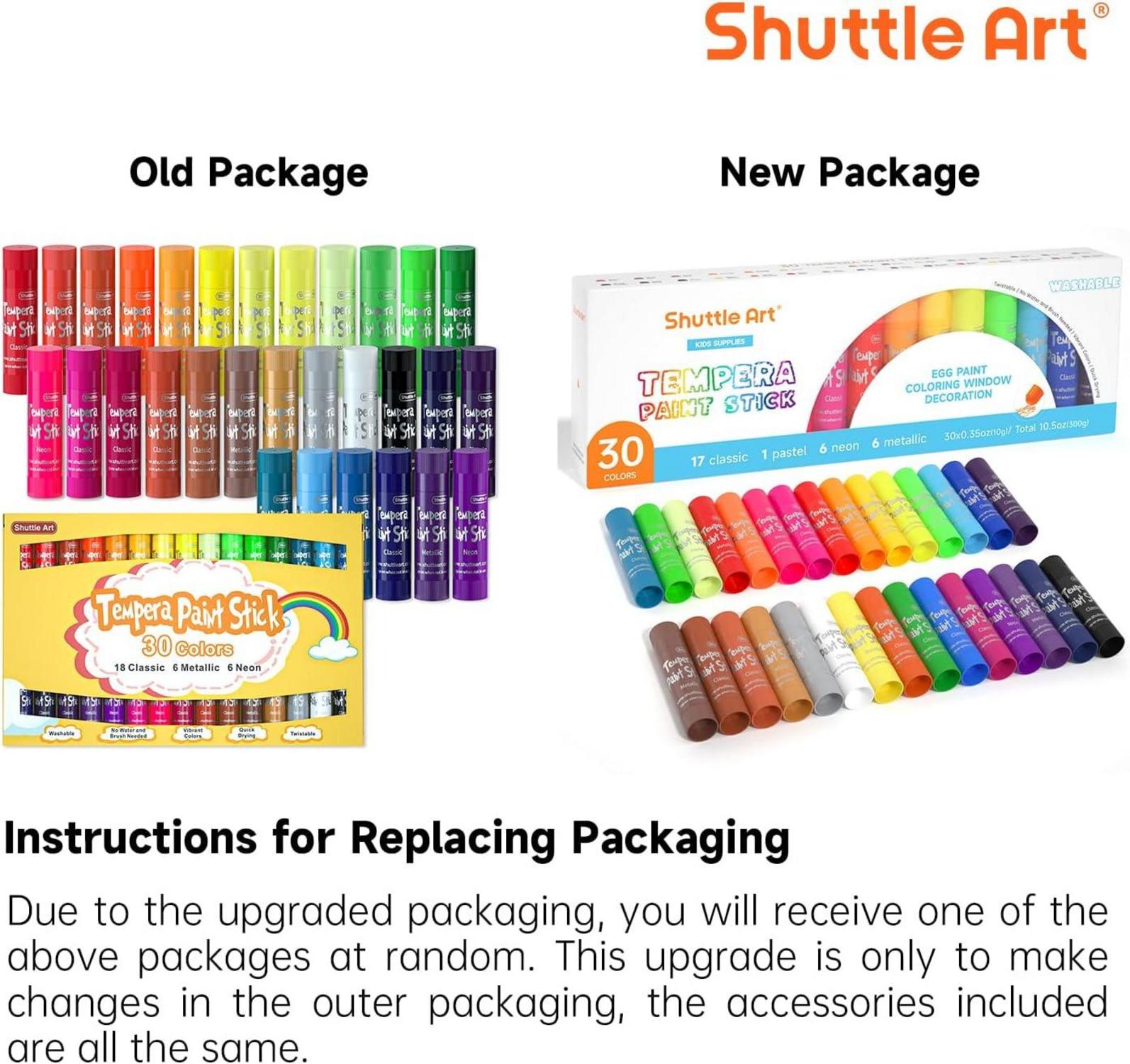 Shuttle Art Tempera Paint Sticks Set 30 Farben Kinder