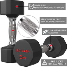 PROIRON Geruchlose Hexagon Hanteln Stahlkern 3-24 kg