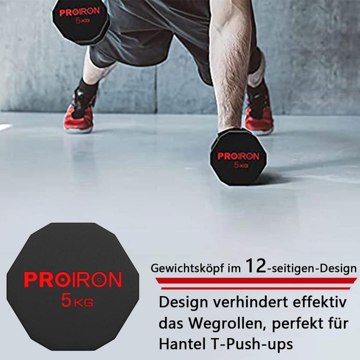 PROIRON Hexagon Hanteln 3-24kg Kurzhanteln Stahlkern strapazierfähig