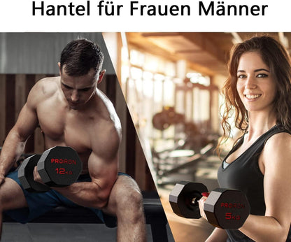 PROIRON Hexagon Hanteln 3-24kg Kurzhanteln Stahlkern strapazierfähig