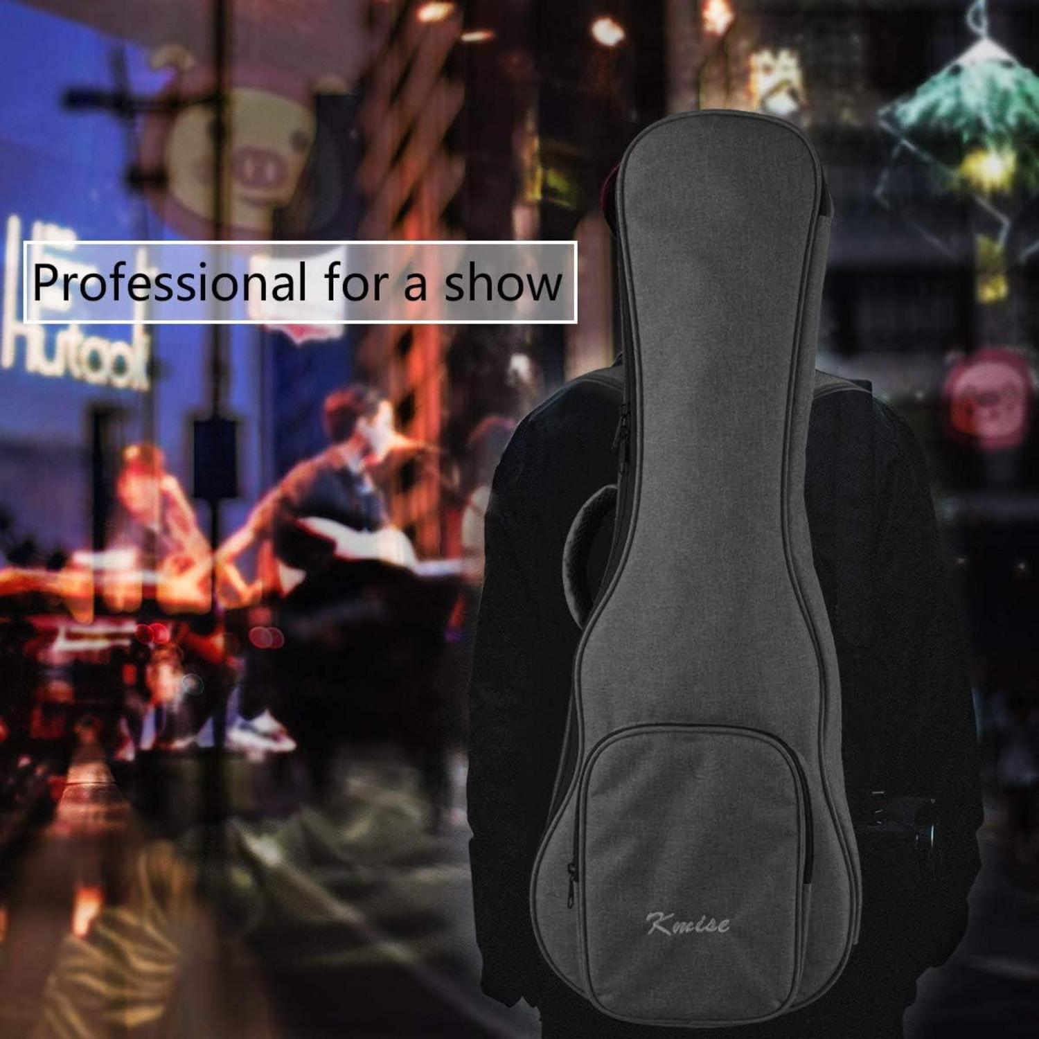23 Inch Ukulele Tasche Weicher Tragekoffer Doppelter Riemen 3 Plektren
