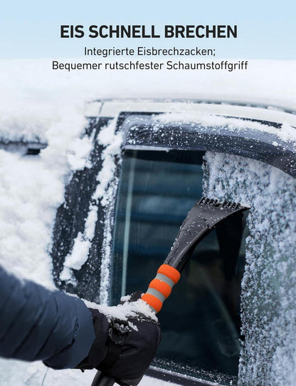 AstroAI Eiskratzer Auto Schneebesen 68CM Abnehmbarer Borsten Orange