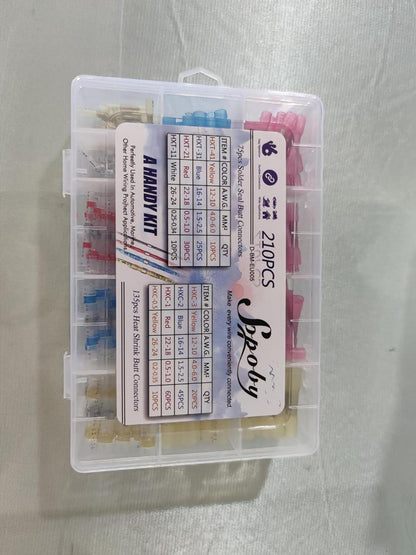 210tlg. Kabelverbinder Set Schrumpf Stoßverbinder Quetschverbinder Kit