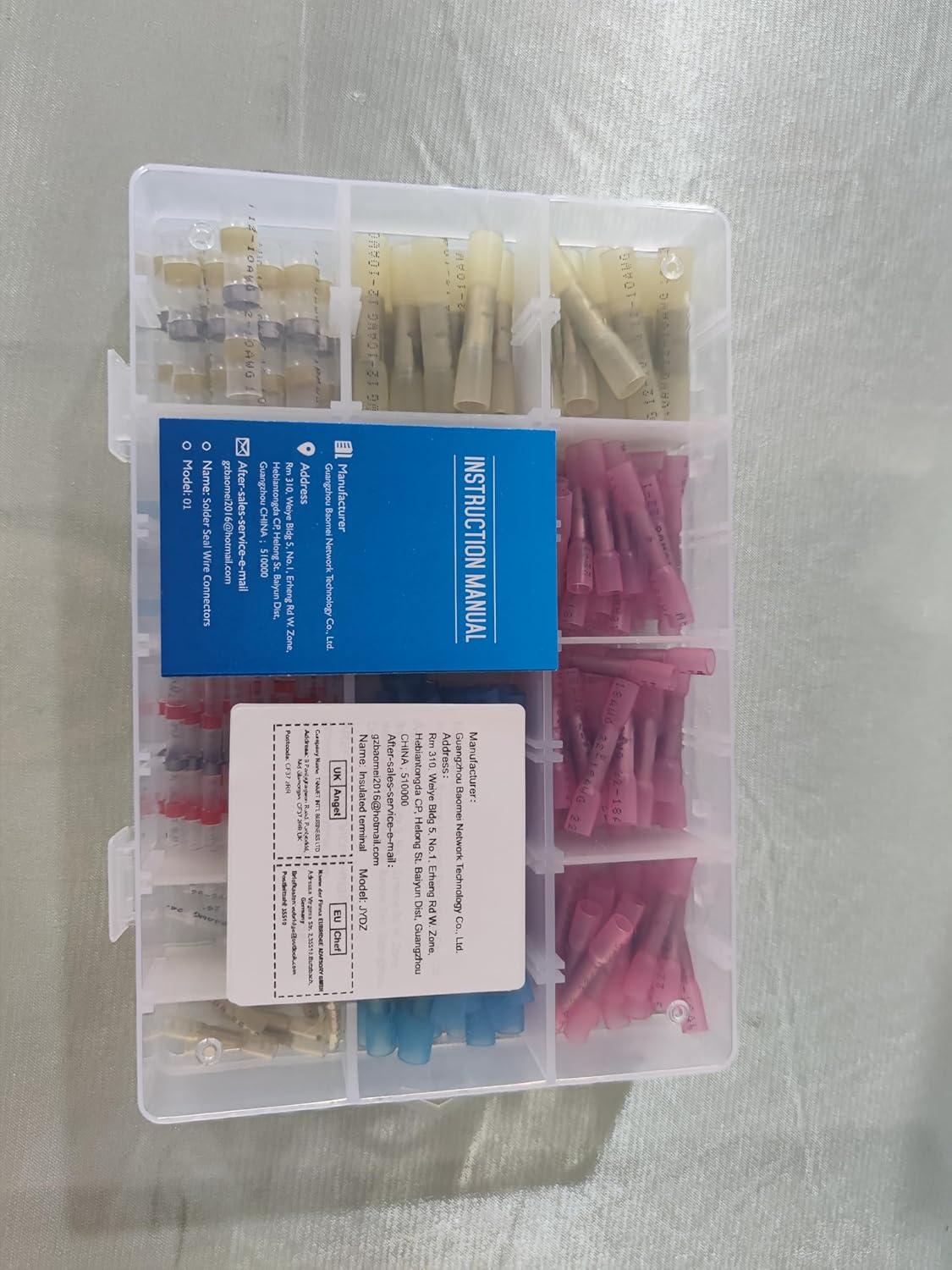 Kabelverbinder Set Stoßverbinder Schrumpfverbinder Kabelschuhe Quetschverbinder 210-teilig