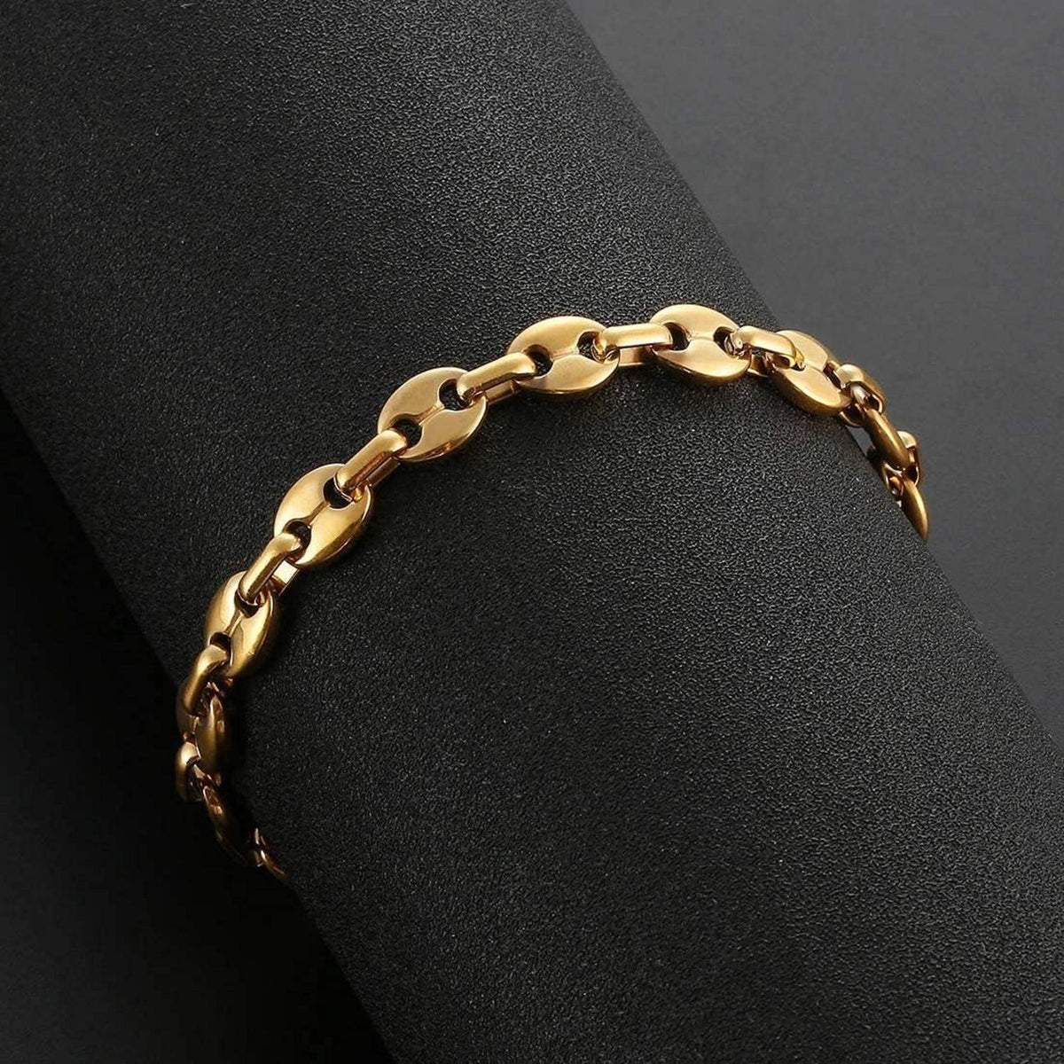 AFSTALR Herren Edelstahl Kaffeebohne Halskette Armband Set Silber Gold Schwarz
