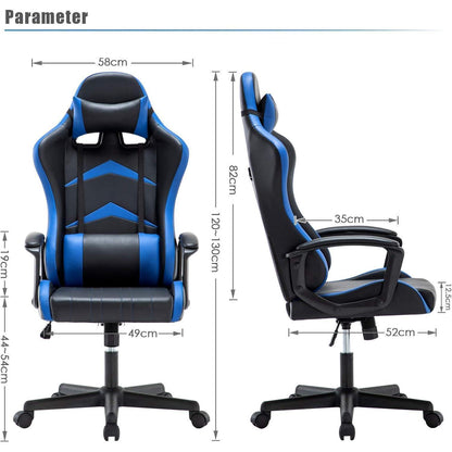 Ergonomischer Gaming Stuhl mit verstellbarem Kopf- und