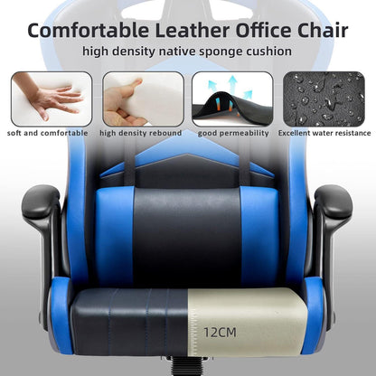 Ergonomischer Gaming Stuhl mit verstellbarem Kopf- und