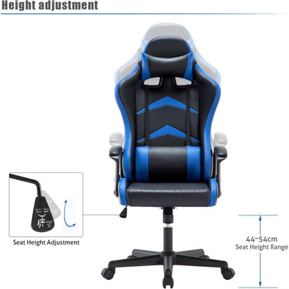 Ergonomischer Gaming Stuhl mit verstellbarem Kopf- und