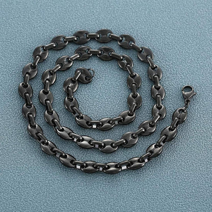 Herren Halskette Edelstahl Kaffeebohne Armband Set Silber/Gold/Schwarz 61CM