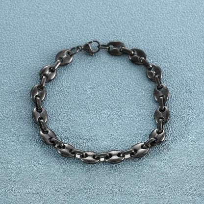 Halskette Herren Edelstahl 6/9/11mm Kaffeebohne Armband Set