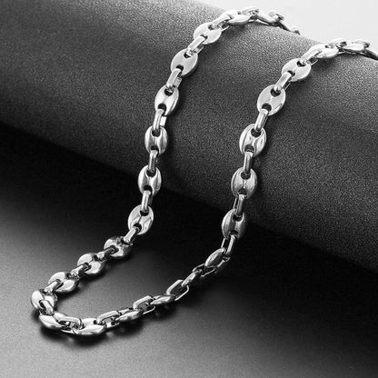 Edelstahl Kaffeebohnen Halskette für Herren 6/9/11mm Silber 51/56/61cm