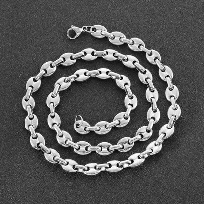 AFSTALR Herren Kaffeebohne Halskette Edelstahl 6/9/11mm Silber 51/56/61CM