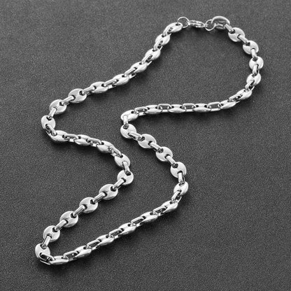 Kaffeebohne Halskette Herren Edelstahl 6/9/11mm Silber 51/56/61CM