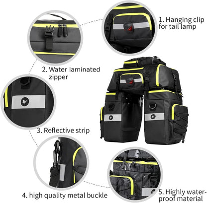 BAIGIO Fahrradtasche 3-in-1 Multifunction wasserdicht 75L Gepäckträgertasche
