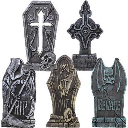Halloween Grabsteine Schaumstoff RIP Friedhof 5er-Pack 43cm