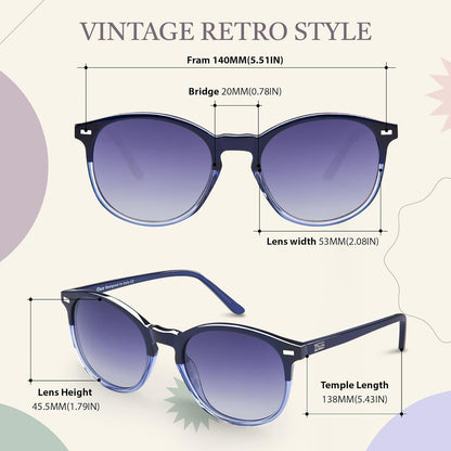 DUCO Polarisierte Damen Sonnenbrille Retro Vintage UV400