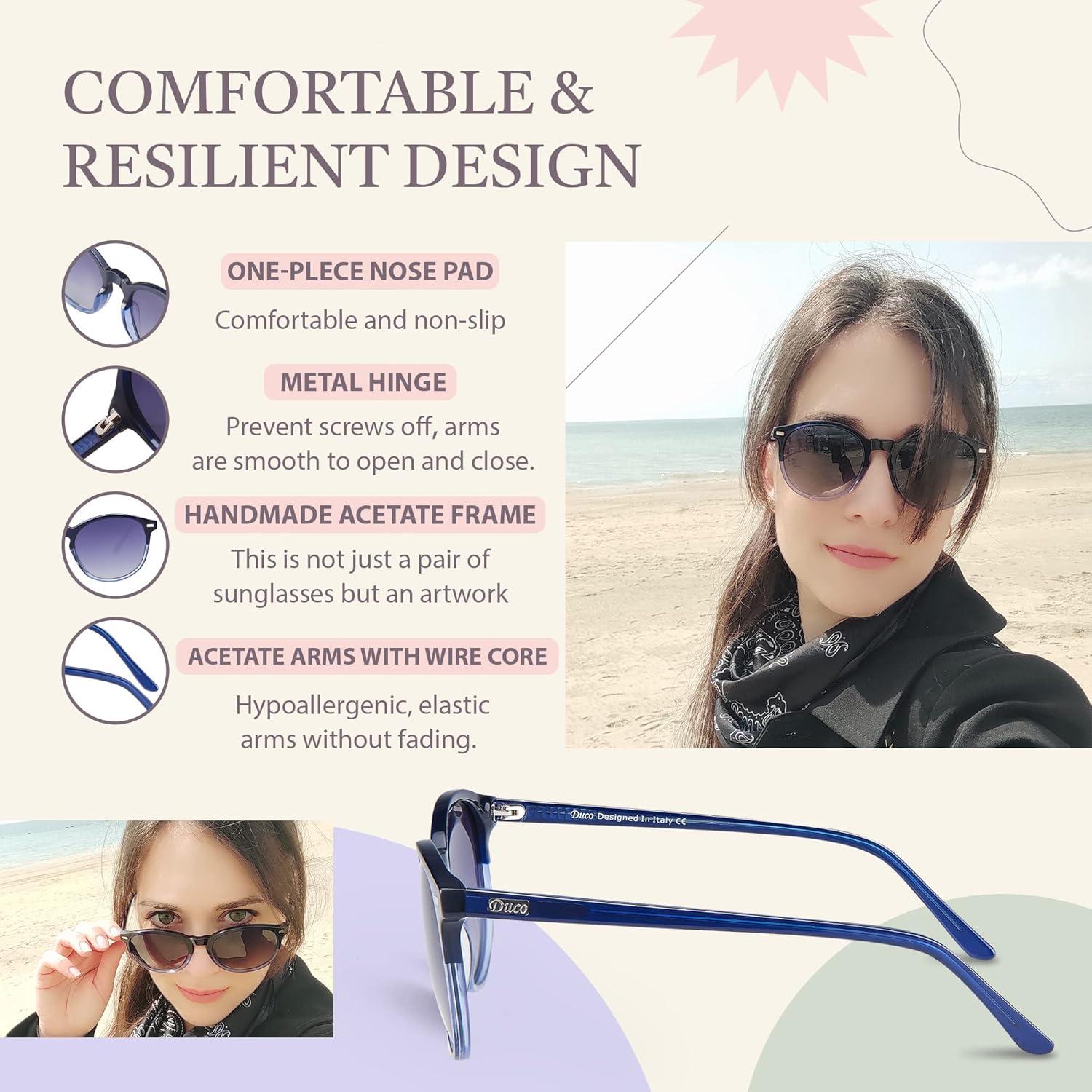 Polarisierte Retro Damen Sonnenbrille UV400 Vintage Acetat Blau