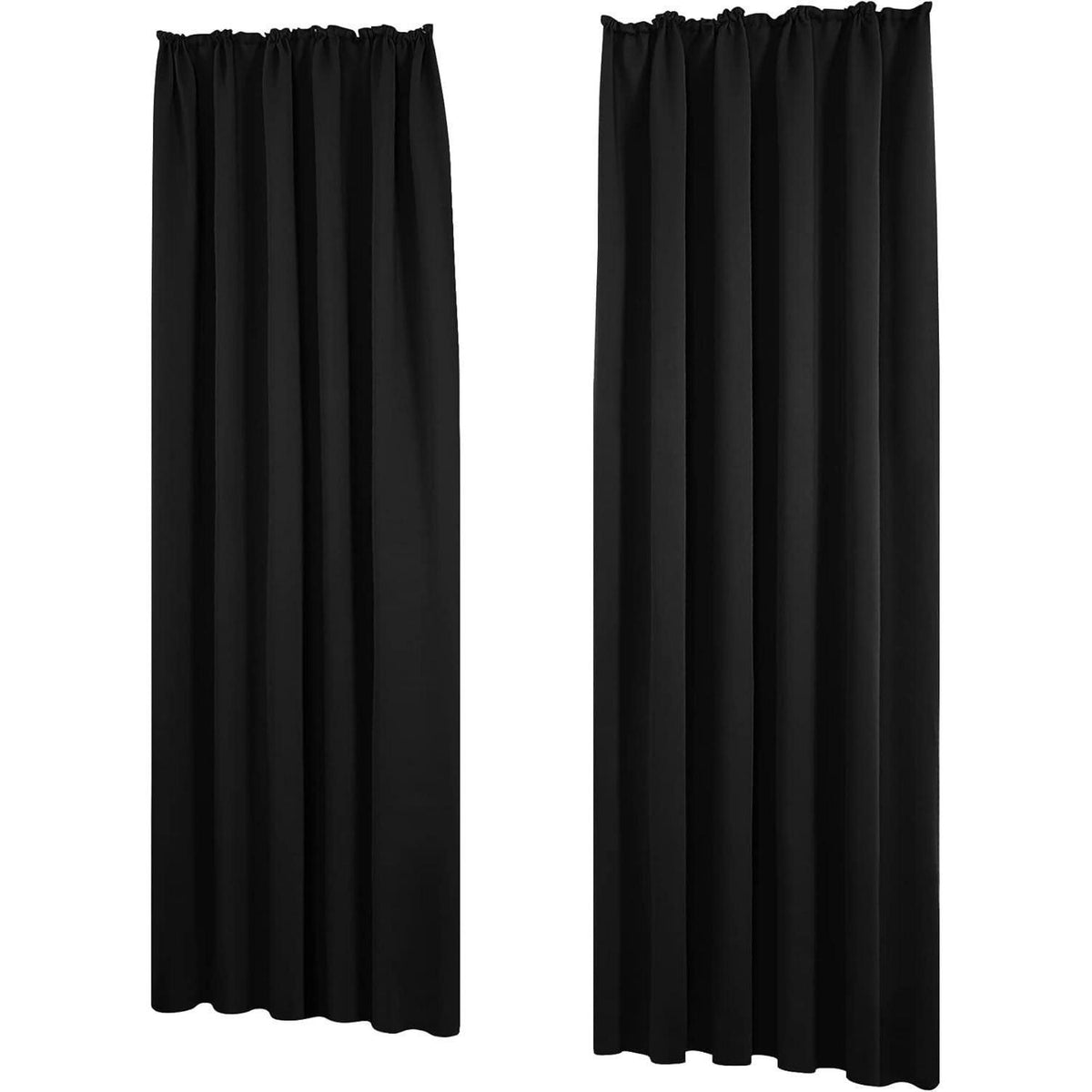 Blickdichte Verdunkelungsvorhänge 2er Set Schwarz 175x140cm