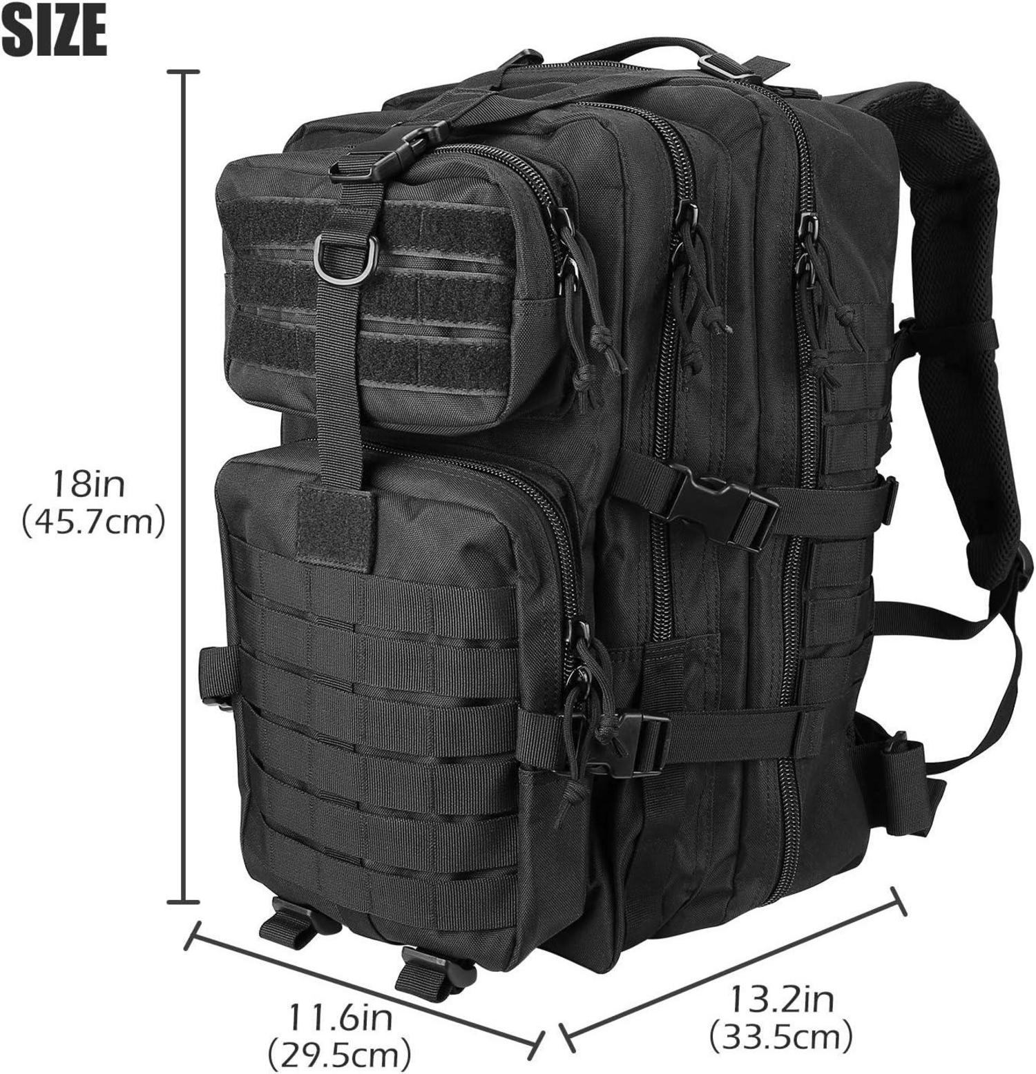 Taktischer Militär Rucksack 42L Große Kapazität Wasserdicht Schwarz