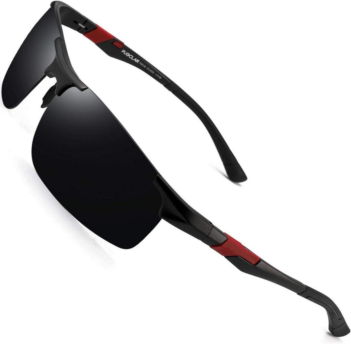 PUKCLAR Polarisierte Herren Sport Sonnenbrille Al-Mg Rahmen Schwarz
