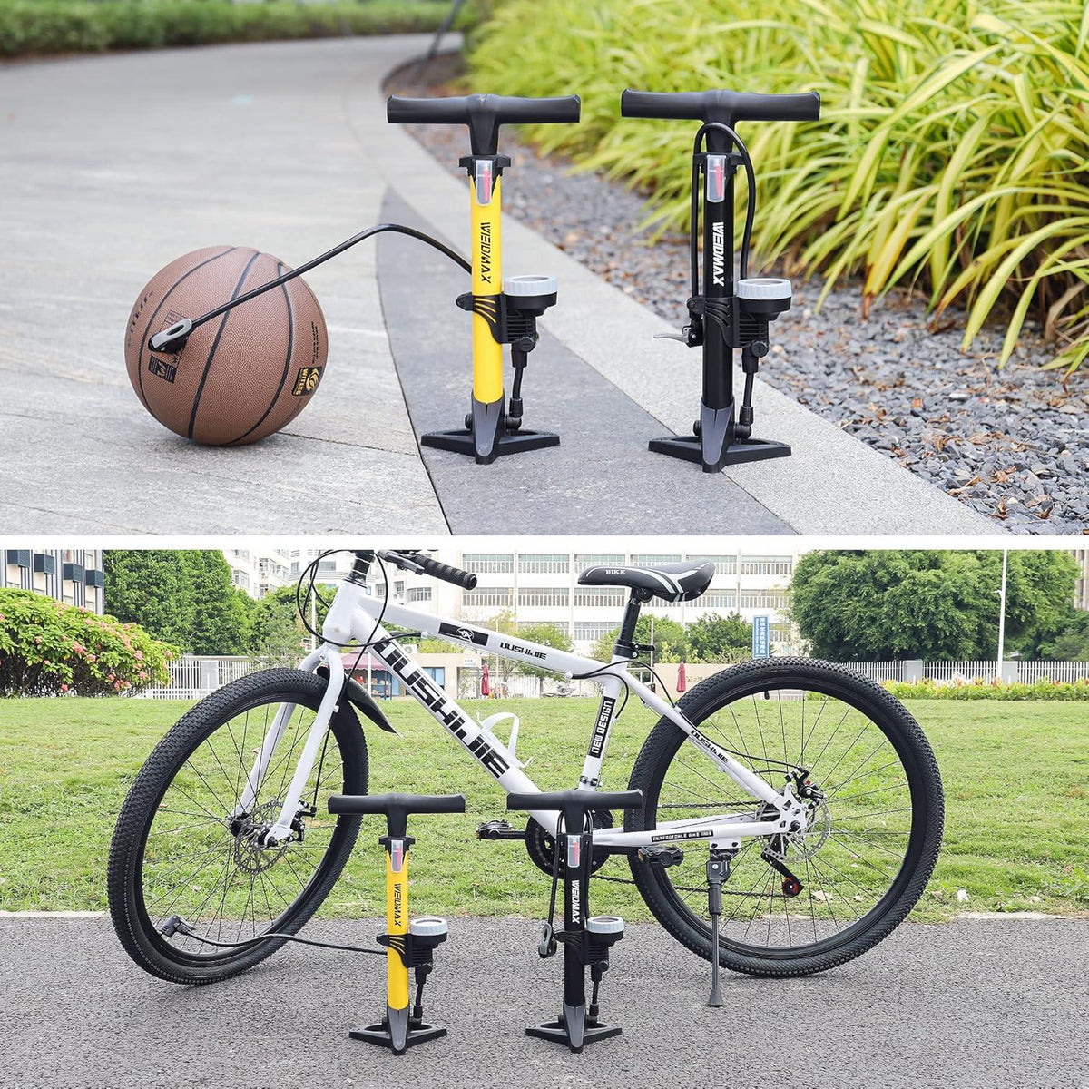 Hochdruck Standpumpe Fahrradpumpe mit Messgerät und Ventilkopf 160 psi