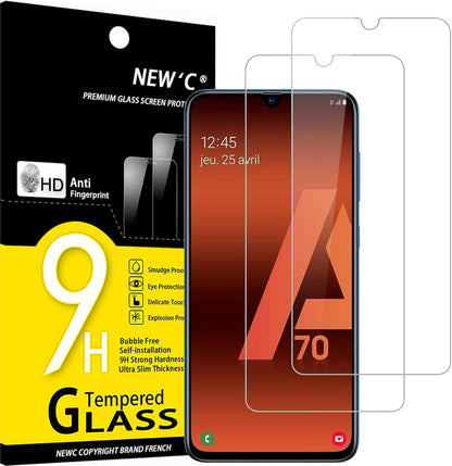 Panzer Schutz Glas für Samsung Galaxy A70 2 Stück 9H Härte Transparent