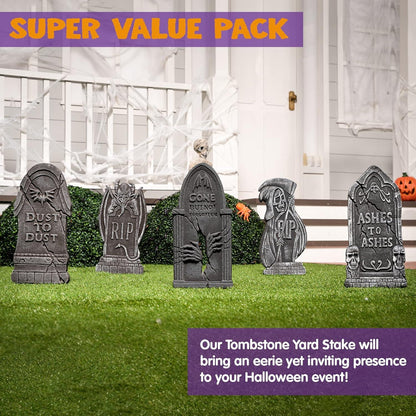 Halloween Grabsteine Set mit RIP Schaumstoff Design und Metallpfählen