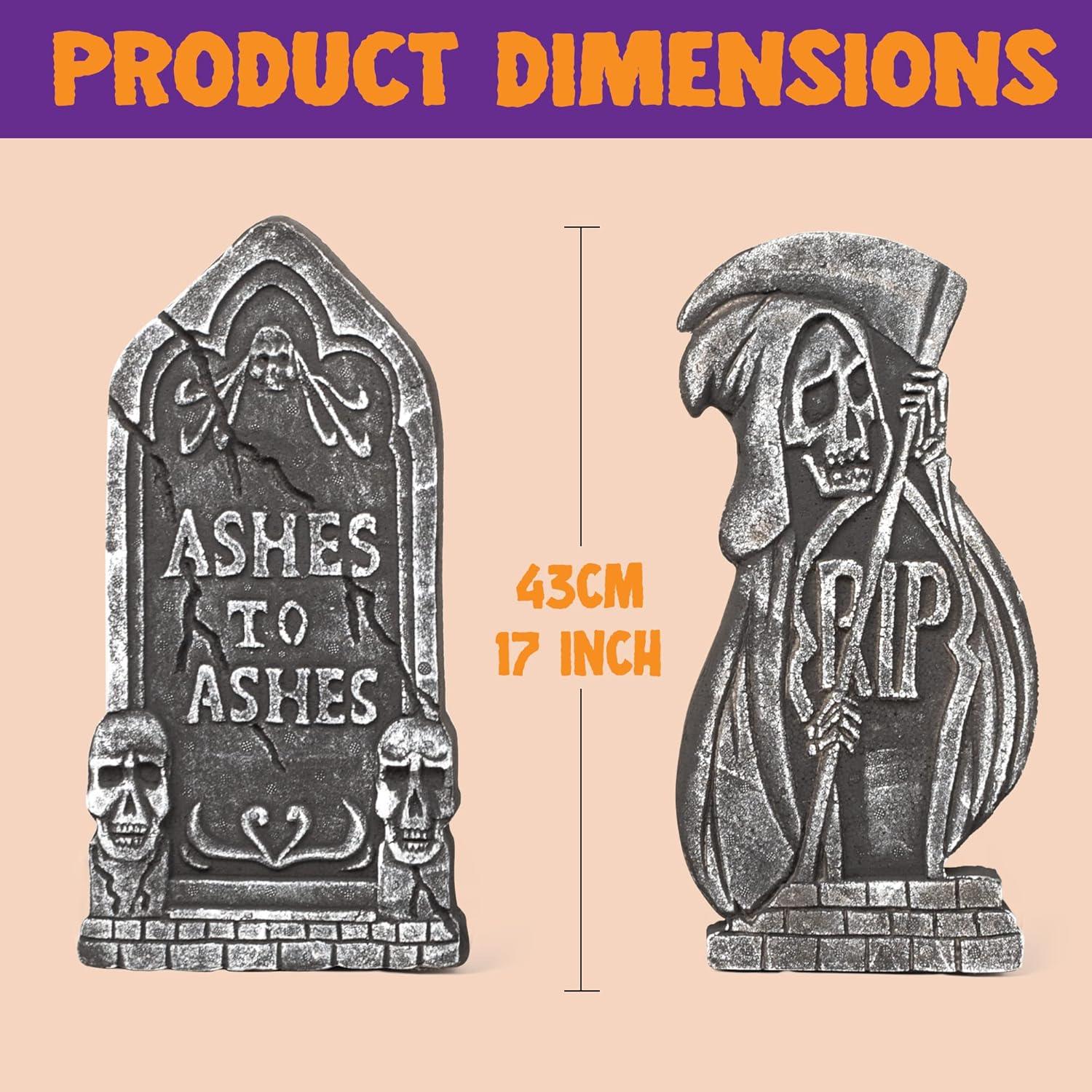 Halloween Grabsteine Set 5x 43cm + 12 Bodenspitze RIP Friedhof