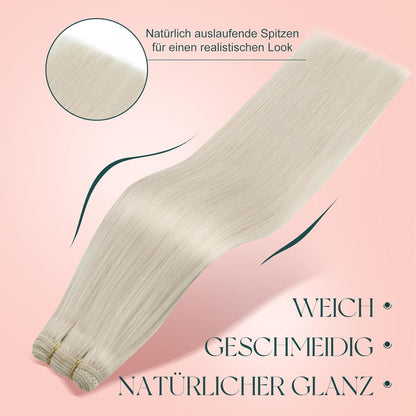 Echthaar Tressen Eisblond 45cm zum Einnähen