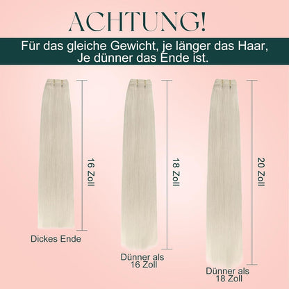 Echthaar Tressen Eisblond 45cm zum Einnähen