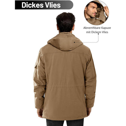 Herren Winterparka Fleecegefüttert mit Taschen & Kapuze