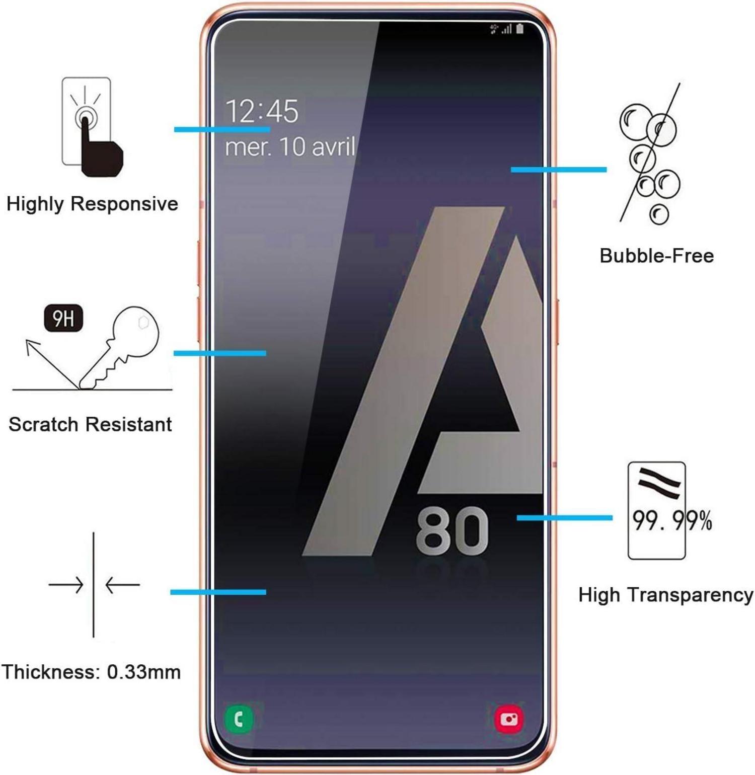 Panzer Schutzglas Samsung Galaxy A80 A90 3er Pack 9H Härte