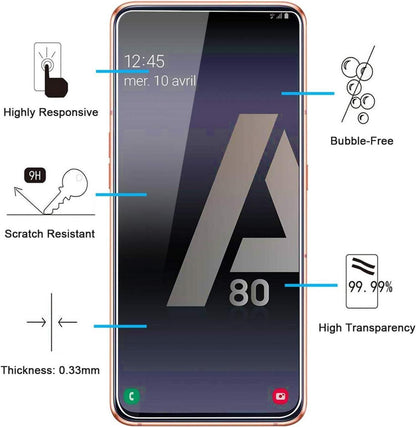 Panzer Schutzglas Samsung Galaxy A80 A90 3er Pack 9H Härte