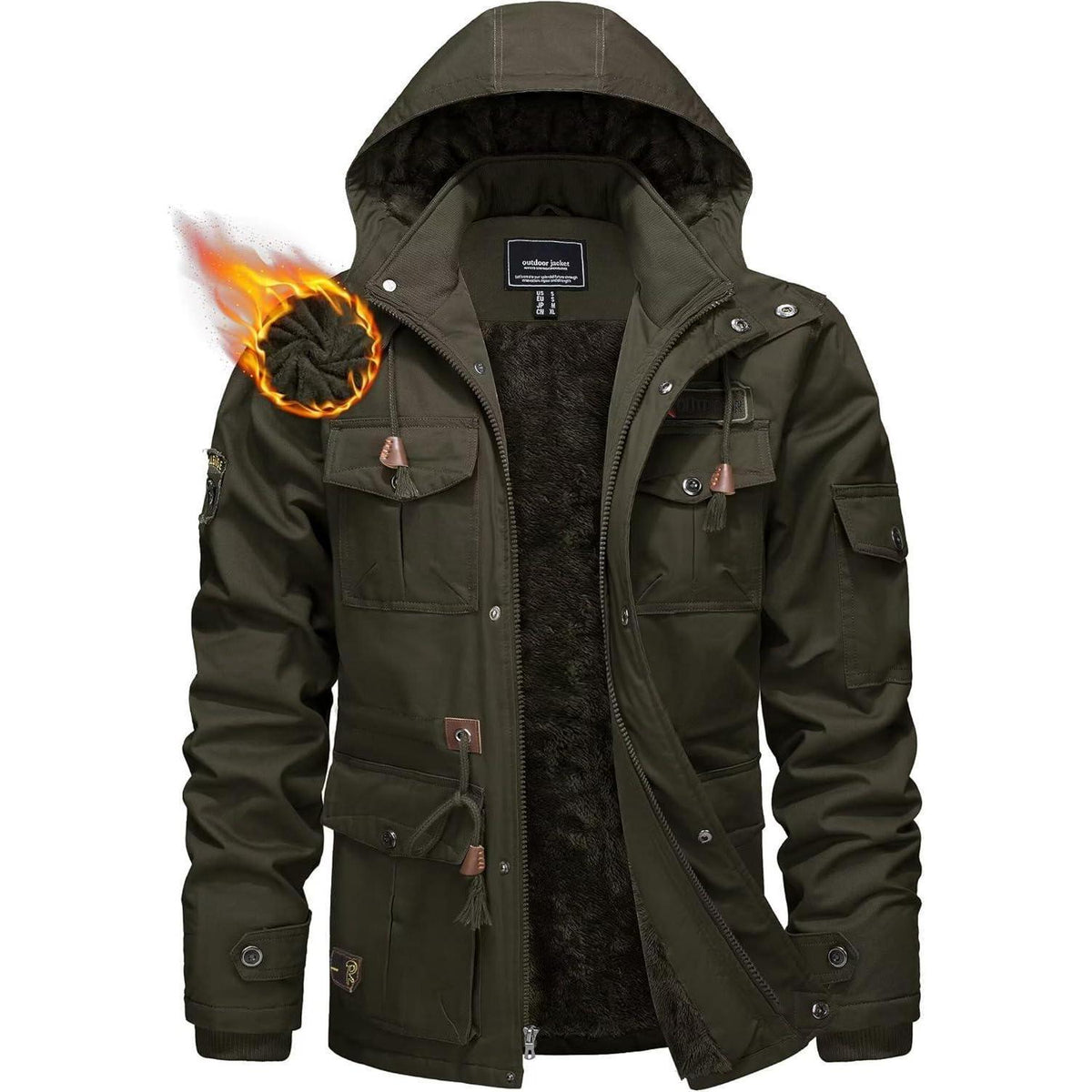 Herren Winterparka Fleecegefüttert mit Taschen & Kapuze