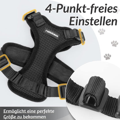 Katzengeschirr mit Leine Schwarz Softgeschirr verstellbar