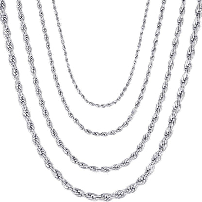 Halskette Edelstahl Verdrehte Kette 4mm Silber 45cm