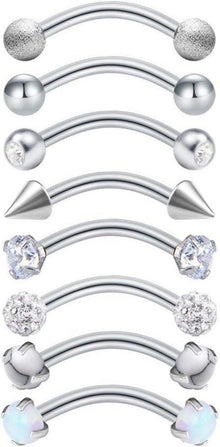 20Stk Augenbrauenpiercings 16G Chirurgenstahl Curved Barbell Kugel
