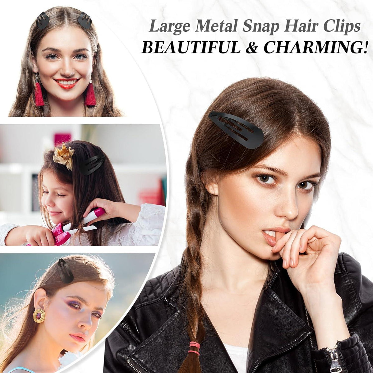 30 Stücke Große Metall Snap Haarspangen Kein Schlupf Schwarz