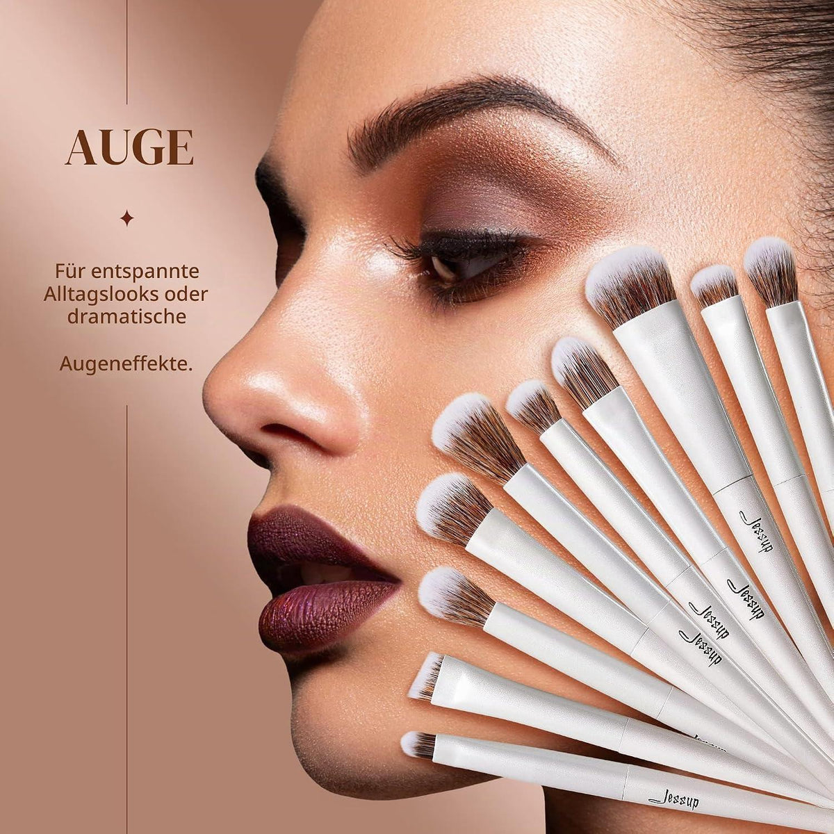 14-teiliges Makeup Pinselset mit Reiniger & Schwamm